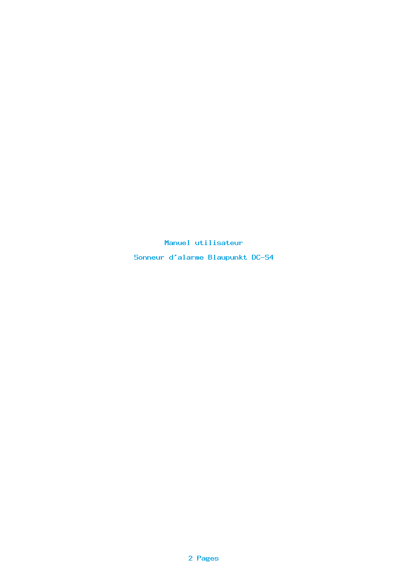 Page 1 de la notice Manuel utilisateur Blaupunkt DC-S4
