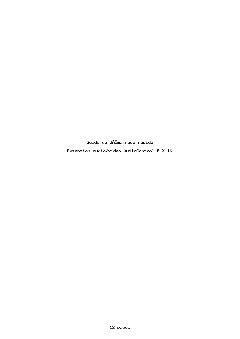 Page 1 de la notice Guide de démarrage rapide AudioControl BLX-1K