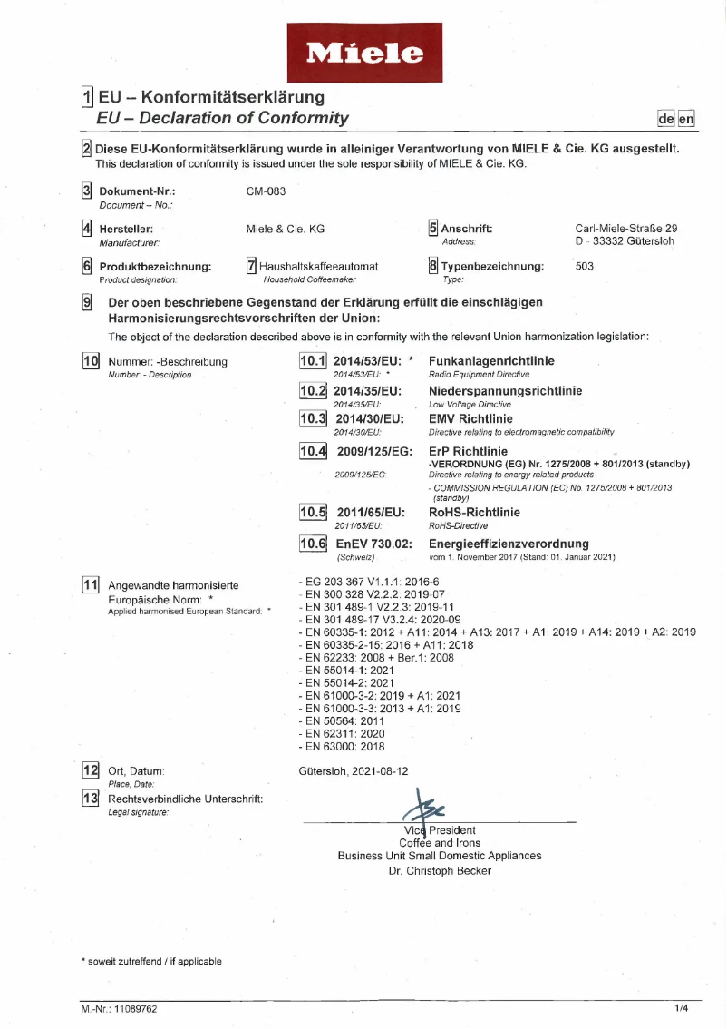 Página 1 del manual Manual de usuario Miele CoffeePassion CM 7350