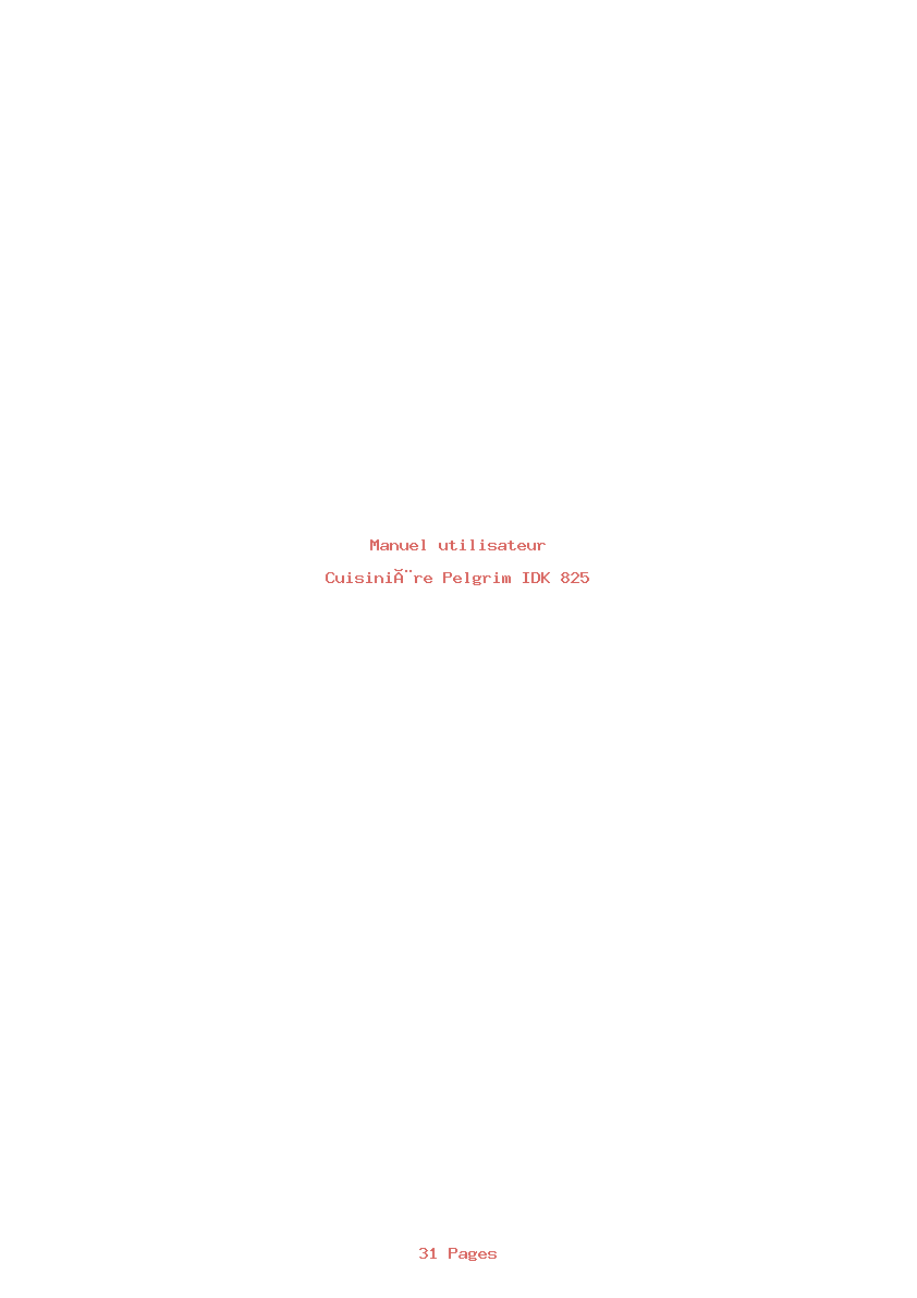 Page 1 de la notice Manuel utilisateur Pelgrim IDK 825