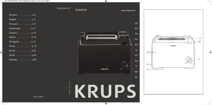 Page 1 de la notice Manuel utilisateur Krups ProAroma KH 1518