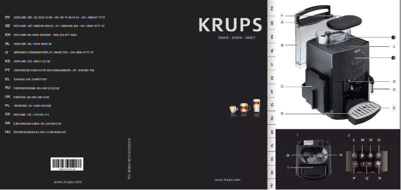 Page 1 de la notice Manuel utilisateur Krups Essential EA815