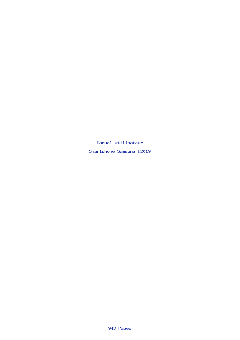 Page 1 de la notice Manuel utilisateur Samsung W2019