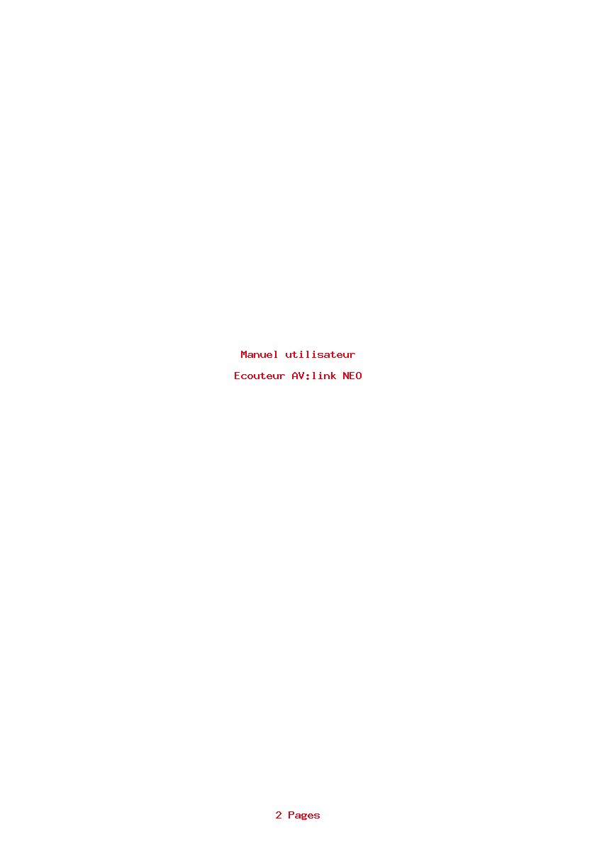 Page 1 de la notice Manuel utilisateur AV:link NEO