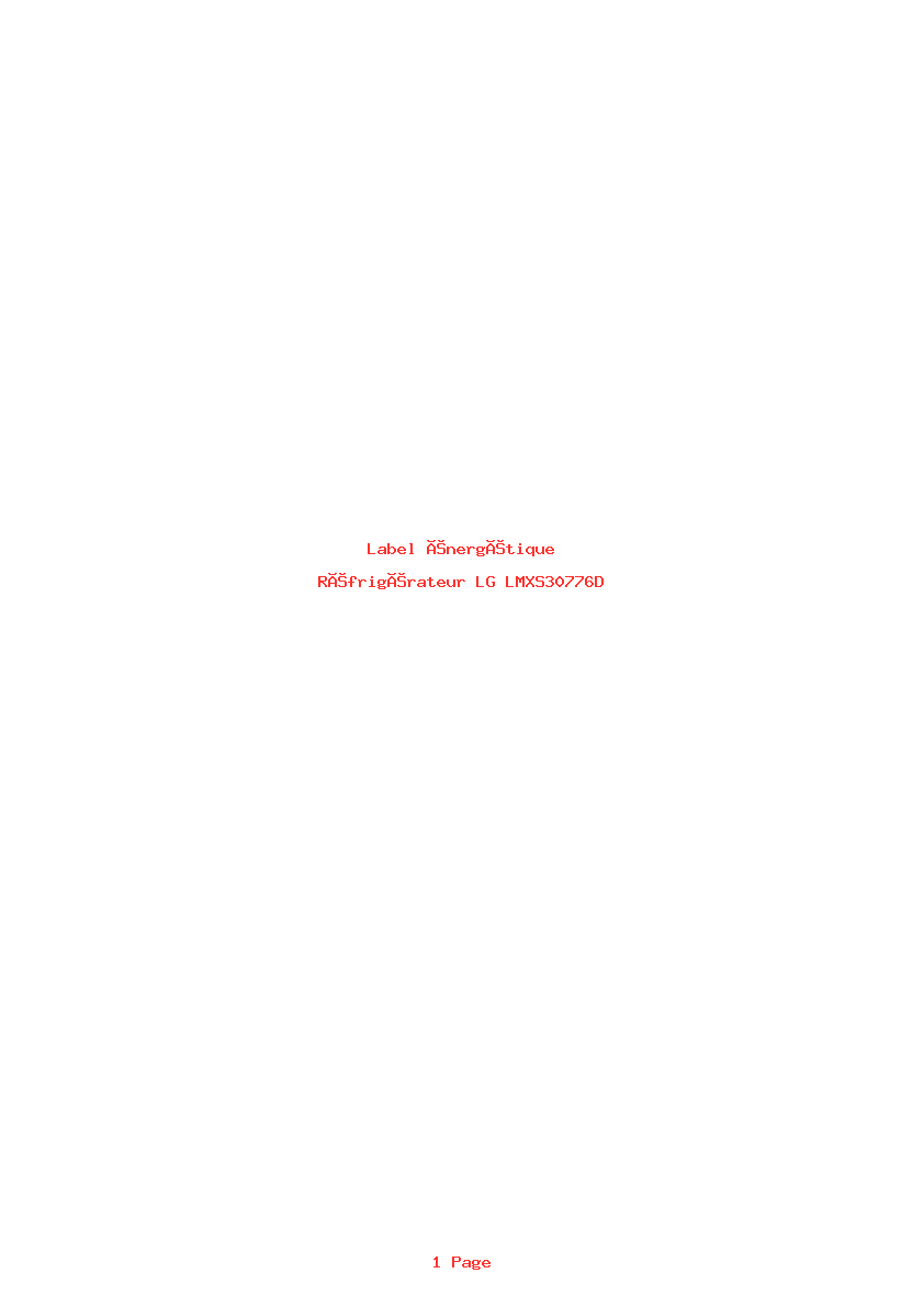 Page 1 de la notice Label énergétique LG LMXS30776D