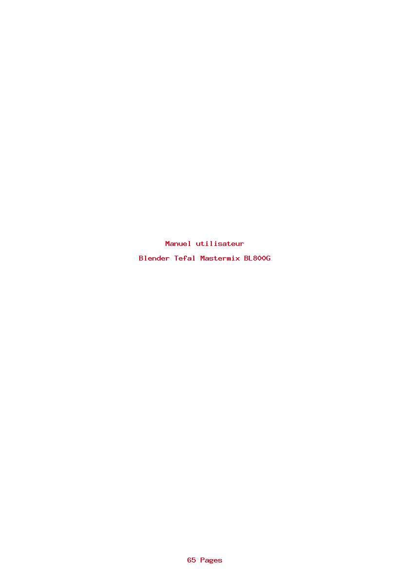 Page 1 de la notice Manuel utilisateur Tefal Mastermix BL800G