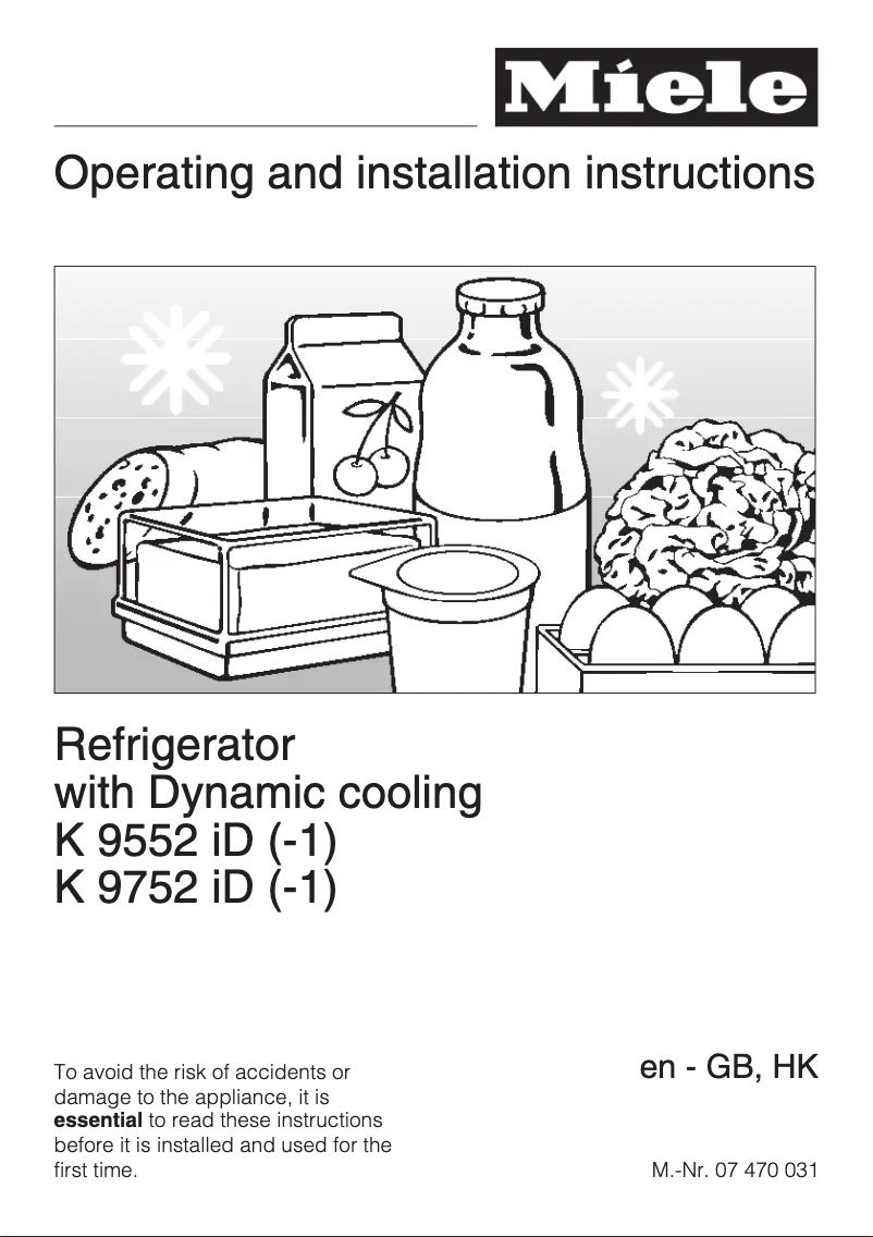 Page 1 de la notice Manuel utilisateur Miele K-9552 ID