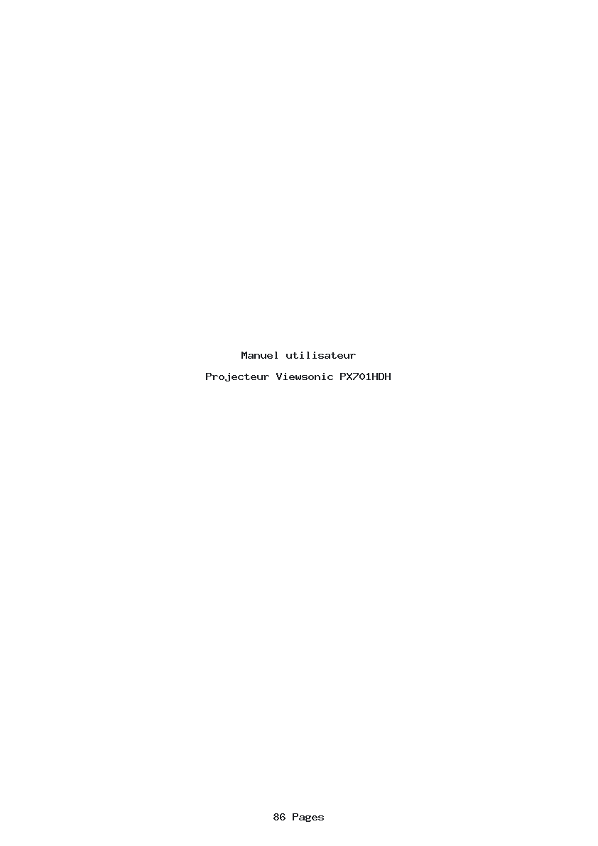 Page 1 de la notice Manuel utilisateur Viewsonic PX701HDH