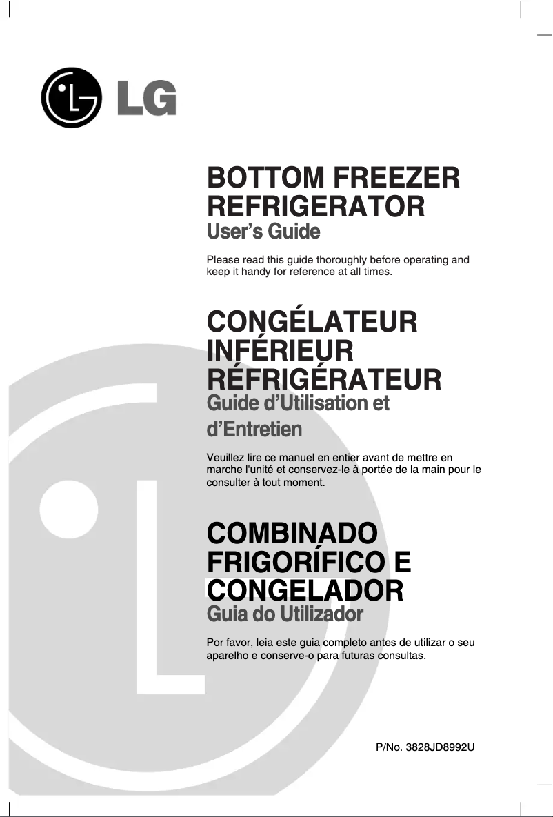 Page 1 de la notice Manuel utilisateur LG GR-F258JTK