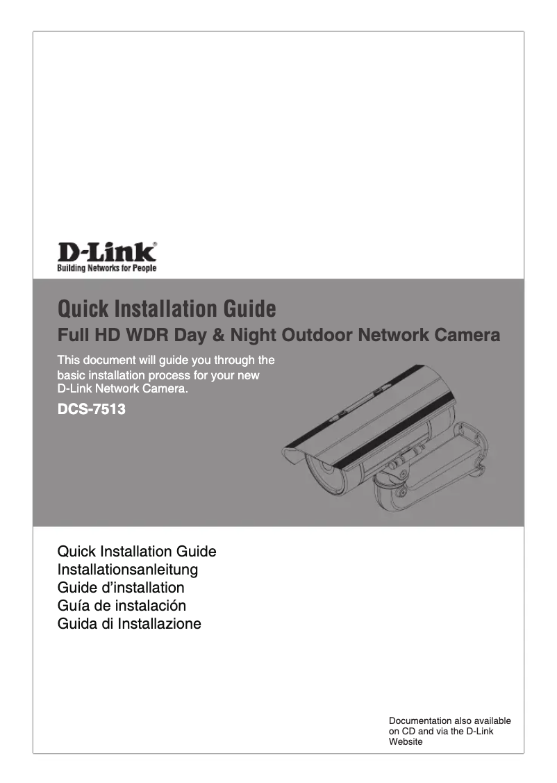 Page 1 de la notice Guide de démarrage rapide D-Link DCS-7513