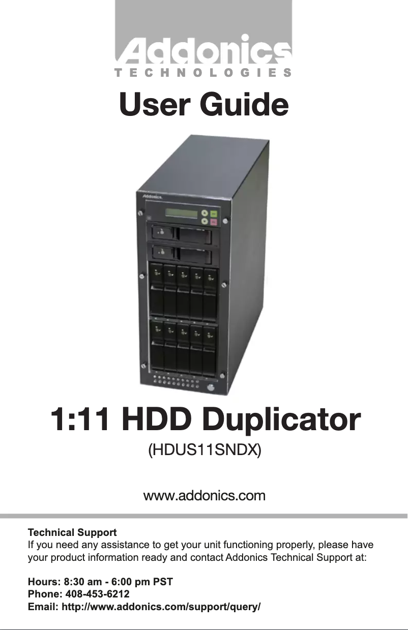 Page 1 of the manual User Manual Addonics HDUS11SNDX