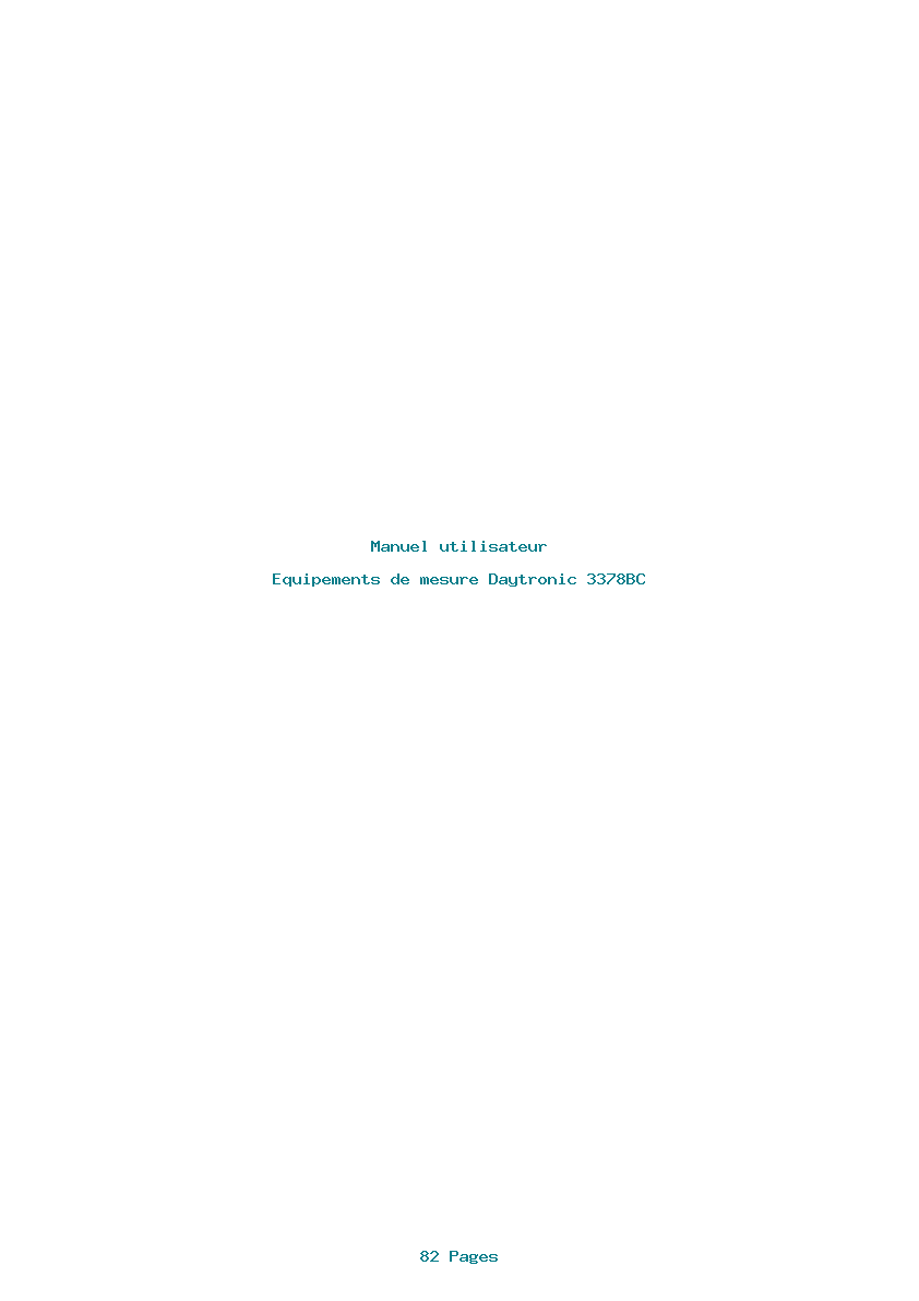 Page 1 de la notice Manuel utilisateur Daytronic 3378BC