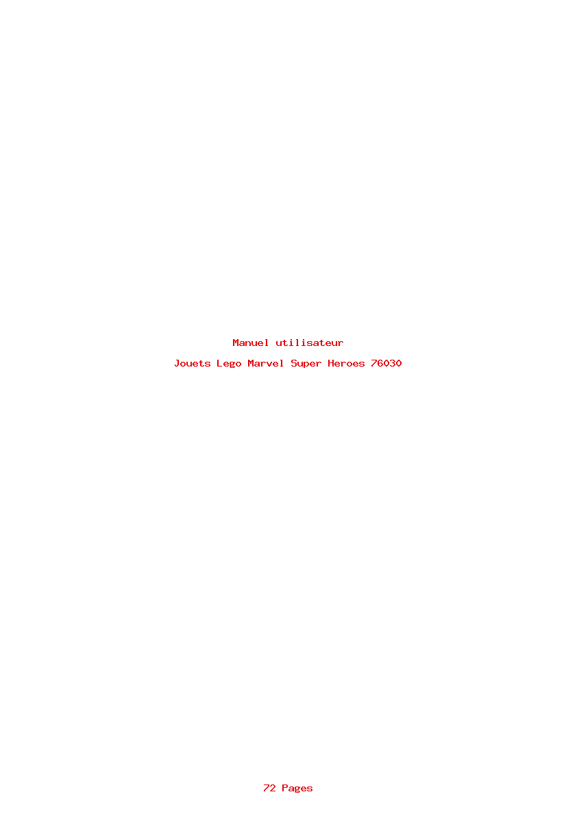 Page 1 de la notice Manuel utilisateur Lego Marvel Super Heroes 76030