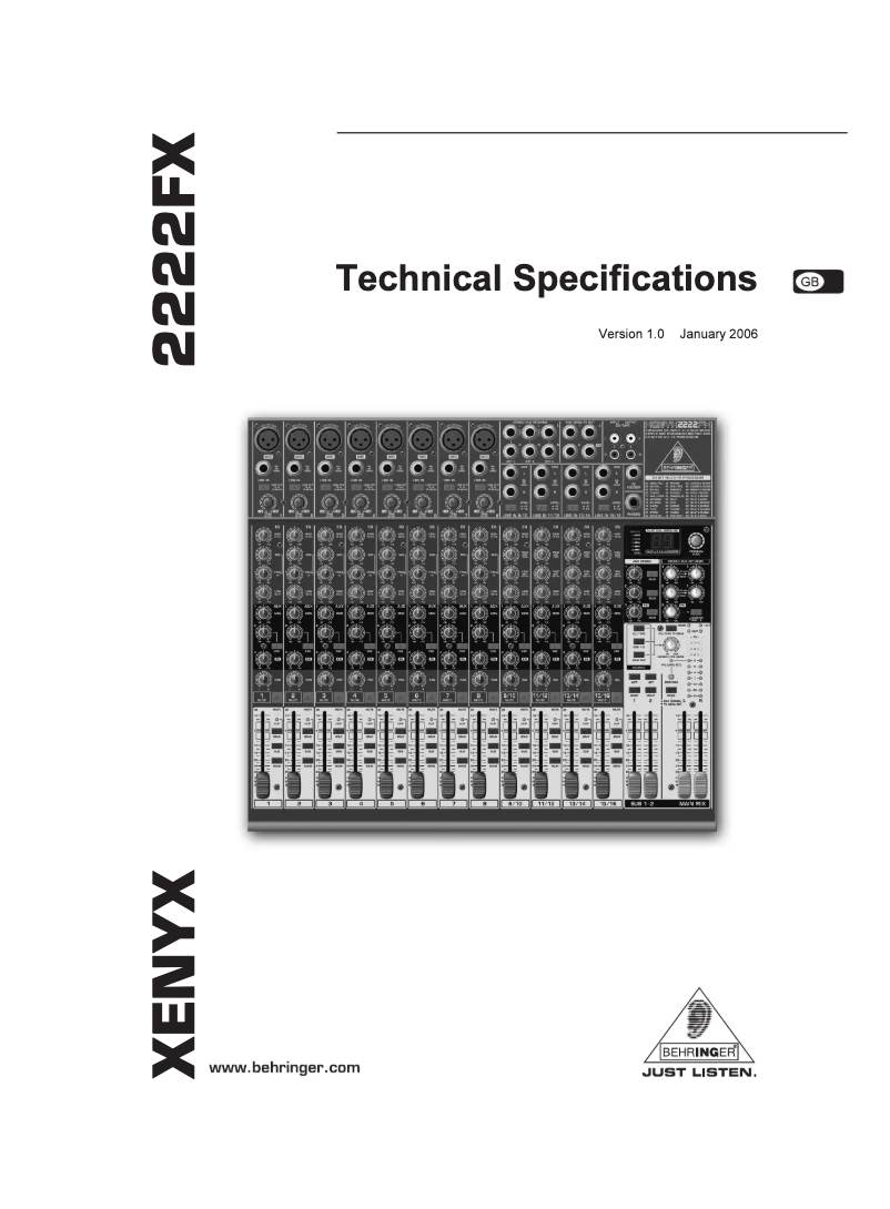 Page 1 de la notice Manuel utilisateur Behringer Xenyx 2222FX
