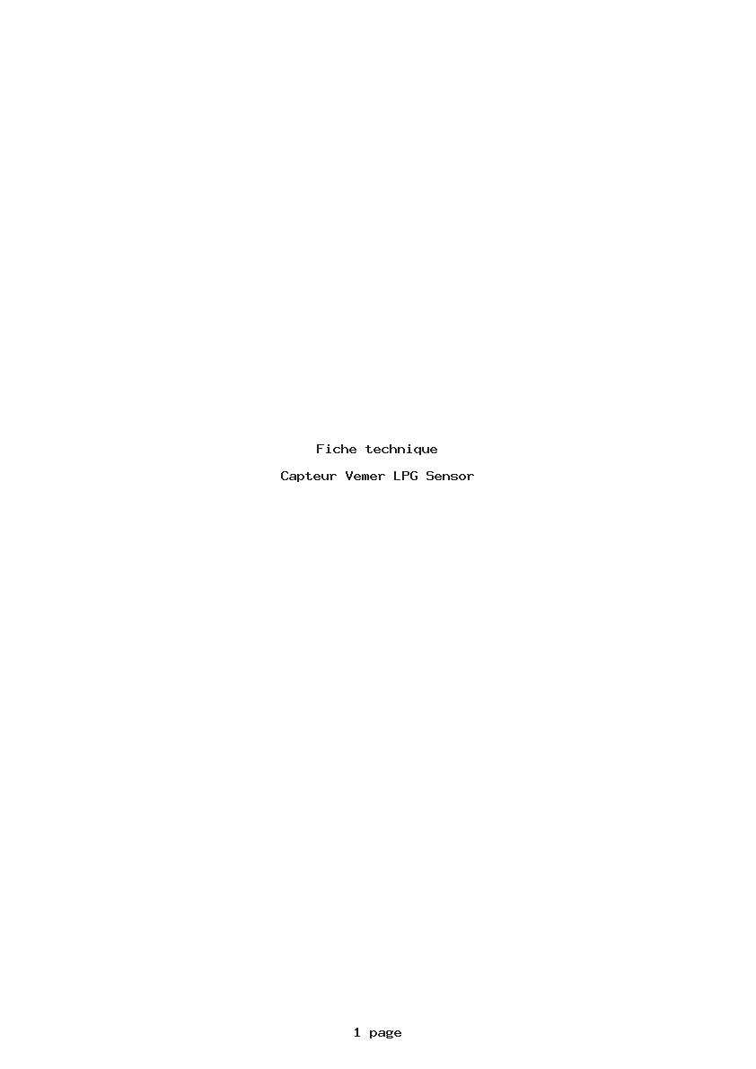 Page 1 de la notice Fiche technique Vemer LPG Sensor