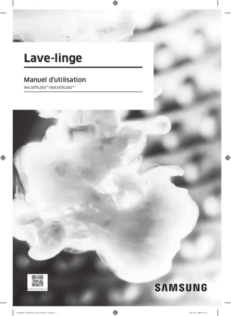 Page 1 de la notice Manuel utilisateur Samsung WA16T6260BV