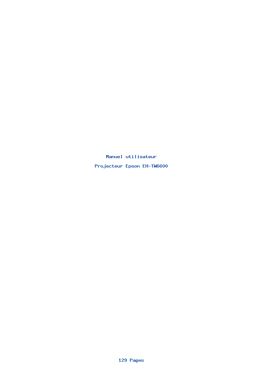 Page 1 de la notice Manuel utilisateur Epson EH-TW6600