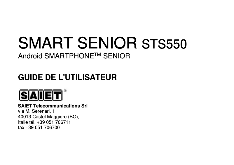 Página 1 del manual Manual de usuario Saiet Smart Senior STS550