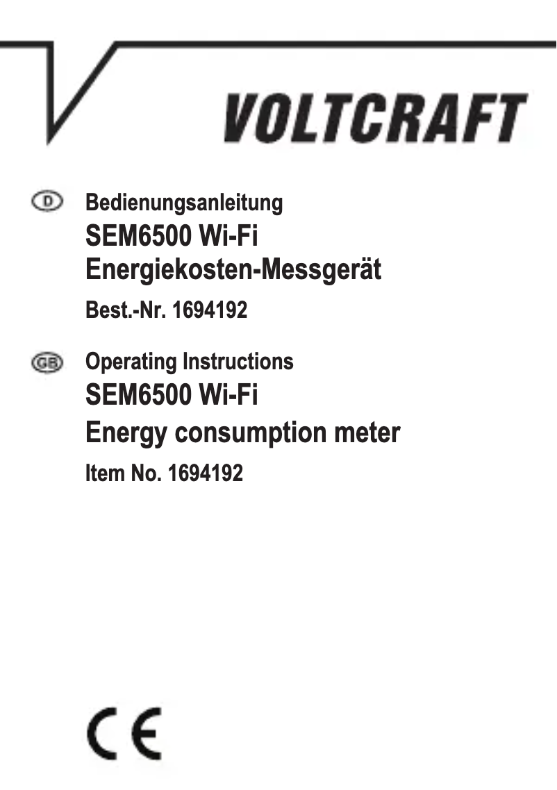 Page 1 de la notice Manuel utilisateur Voltcraft SEM6500