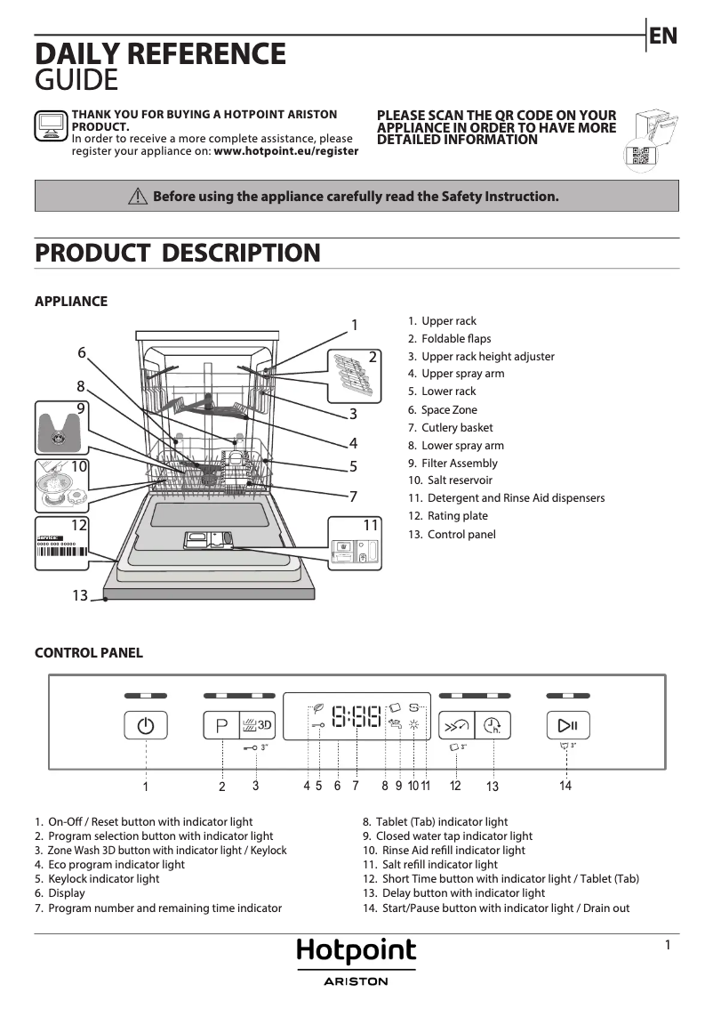 Page 1 of the manual Installation Guide Hotpoint HFC 3T232 WG