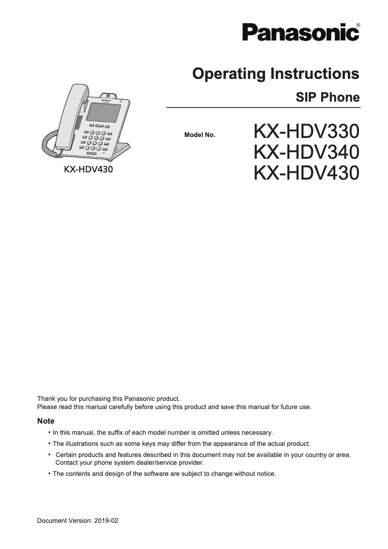 Página 1 del manual Manual de usuario Panasonic KX-HDV330NE
