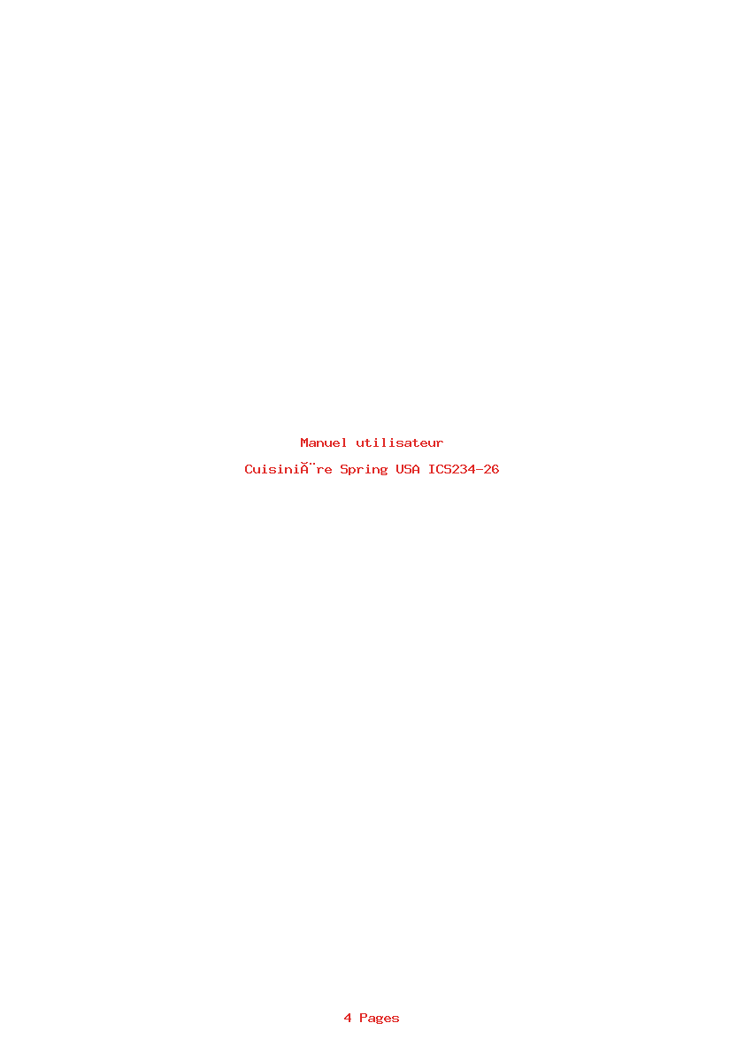 Page 1 de la notice Manuel utilisateur Spring USA ICS234-26