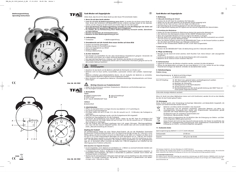 Page 1 de la notice Manuel utilisateur TFA 60.1503