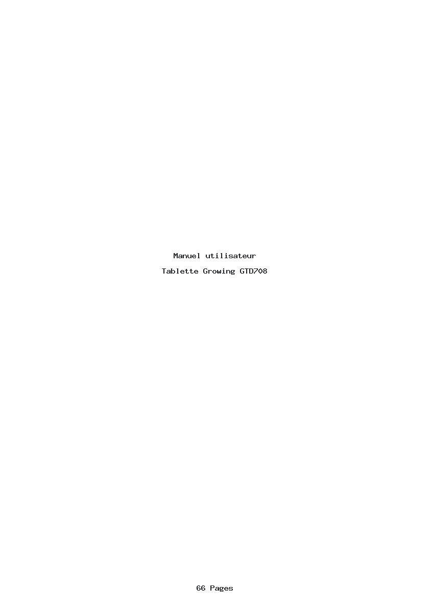 Page 1 de la notice Manuel utilisateur Growing GTD708