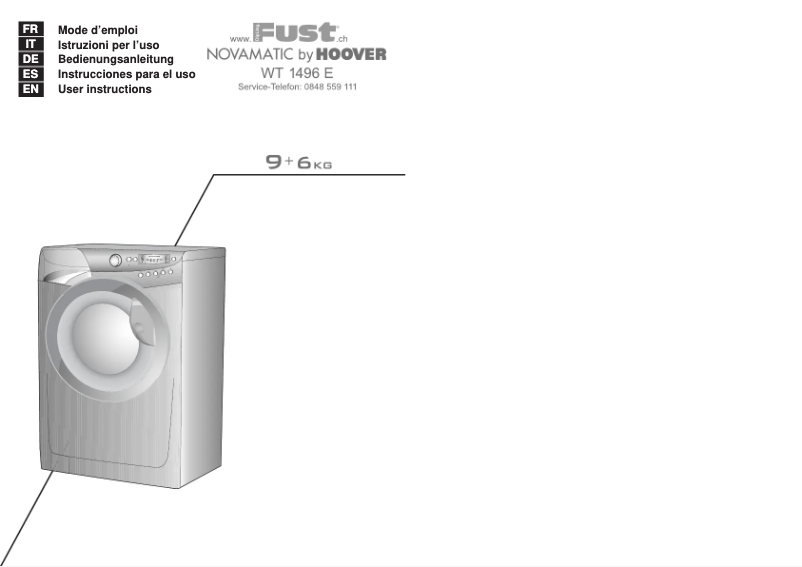 Page 1 de la notice Manuel utilisateur Hoover WT 1496 E