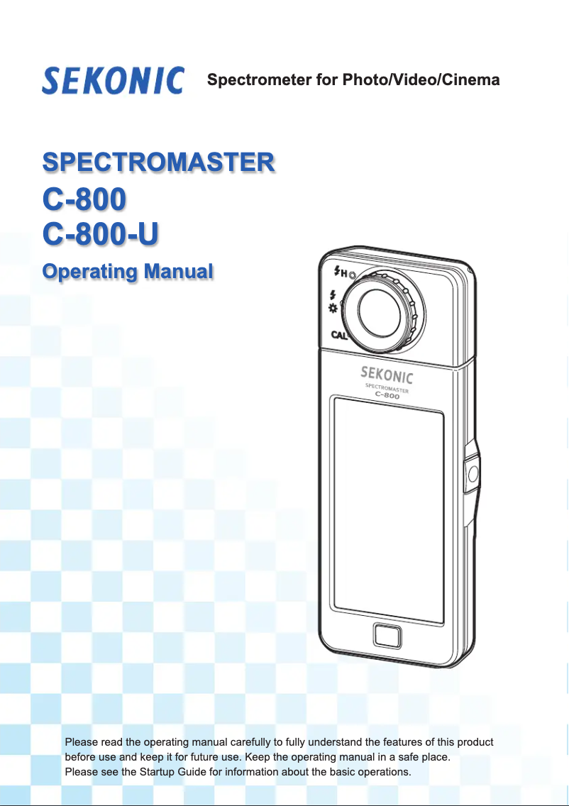 Page 1 de la notice Manuel utilisateur Sekonic C-800