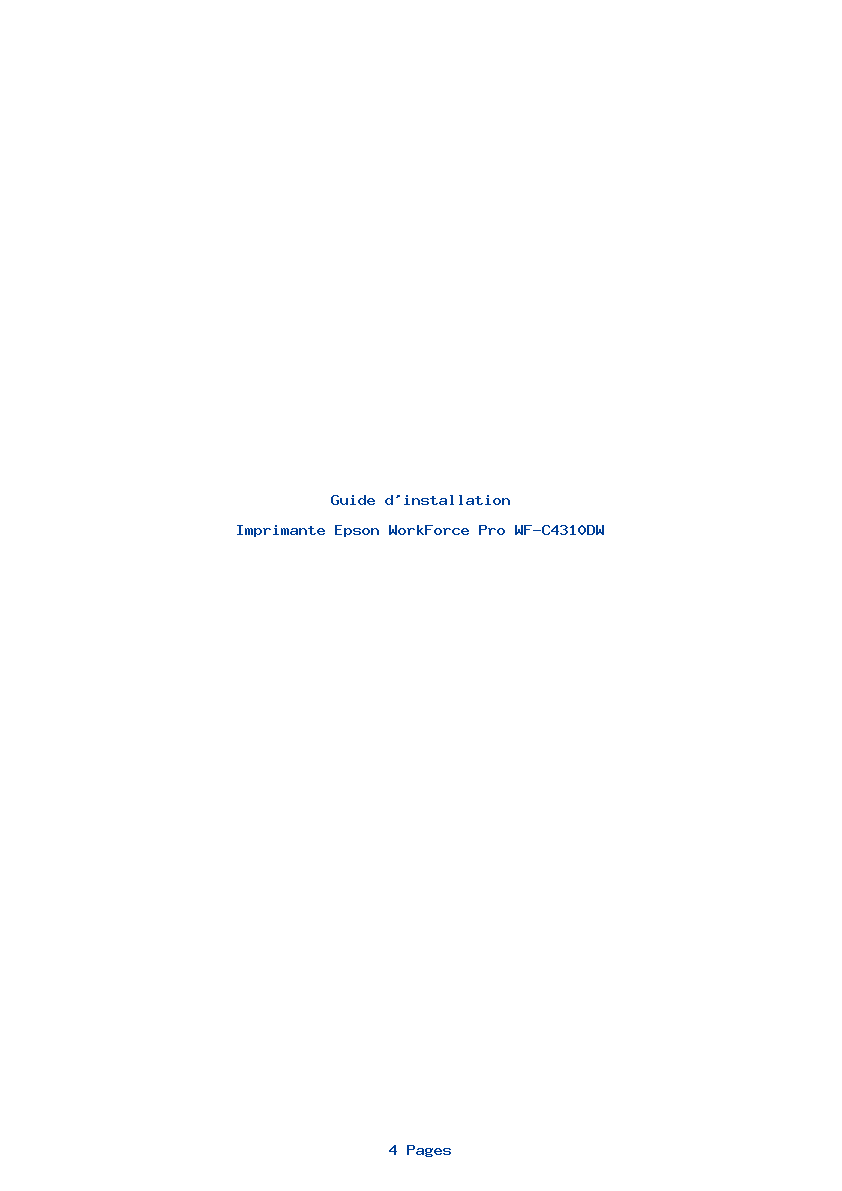 Page 1 de la notice Guide d'installation Epson WorkForce Pro WF-C4310DW