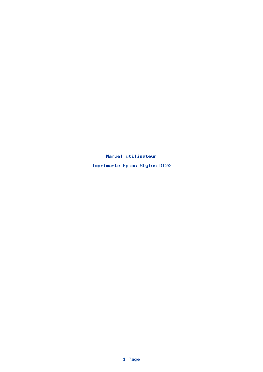 Page 1 de la notice Manuel utilisateur Epson Stylus D120