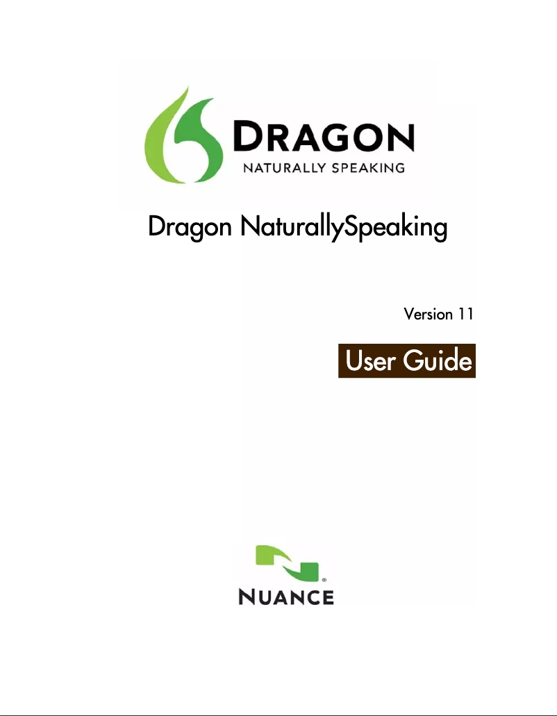 Page 1 of the manual User Manual Nuance Dragon NaturallySpeaking Professional 11