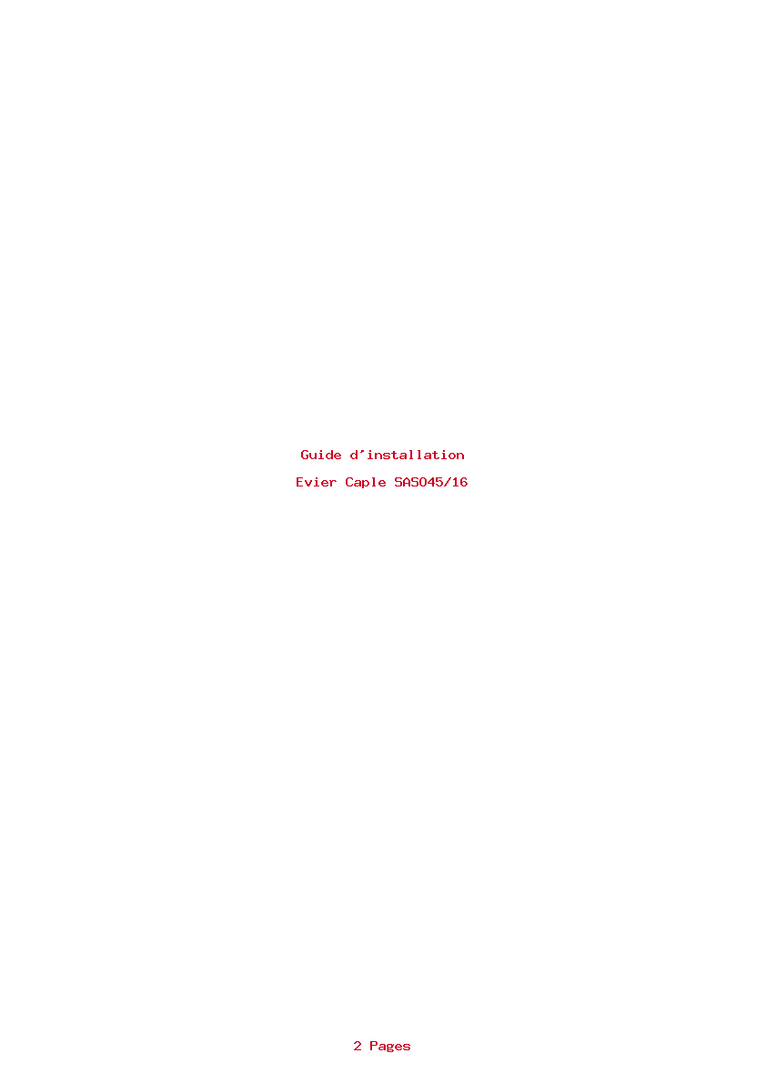Page 1 de la notice Guide d'installation Caple SASO45/16