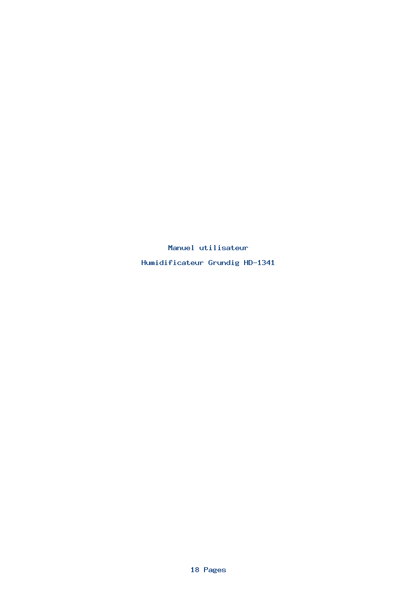 Page 1 de la notice Manuel utilisateur Grundig HD-1341