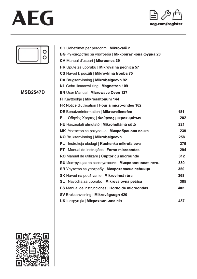 Página 1 del manual Manual de usuario AEG MSB2547D-M