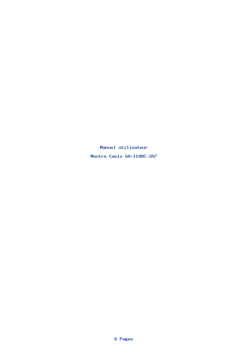 Page 1 de la notice Manuel utilisateur Casio GA-110DC-2A7