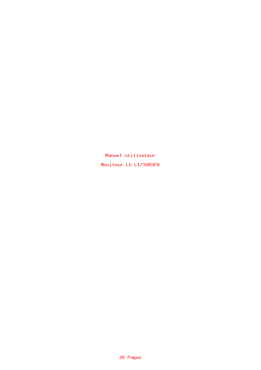 Page 1 de la notice Manuel utilisateur LG L1730BSFH