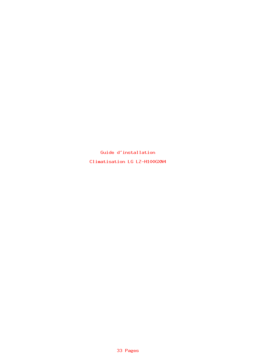Page 1 de la notice Guide d'installation LG LZ-H100GXN4