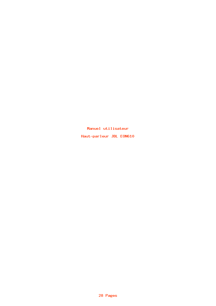Page 1 de la notice Manuel utilisateur JBL EON610