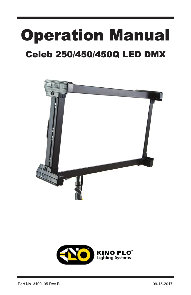 Page 1 de la notice Manuel utilisateur Kino Flo Celeb 250 LED