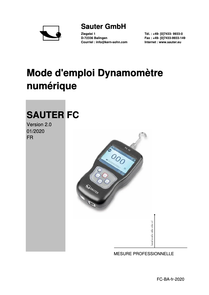 Page 1 de la notice Manuel utilisateur Kern FC 500
