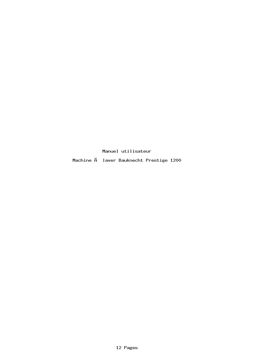 Page 1 de la notice Manuel utilisateur Bauknecht Prestige 1200