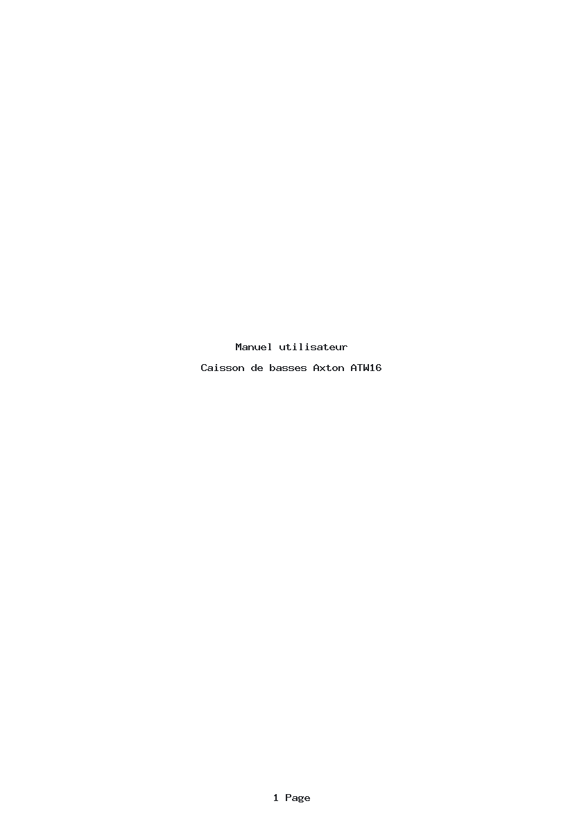 Page 1 de la notice Manuel utilisateur Axton ATW16