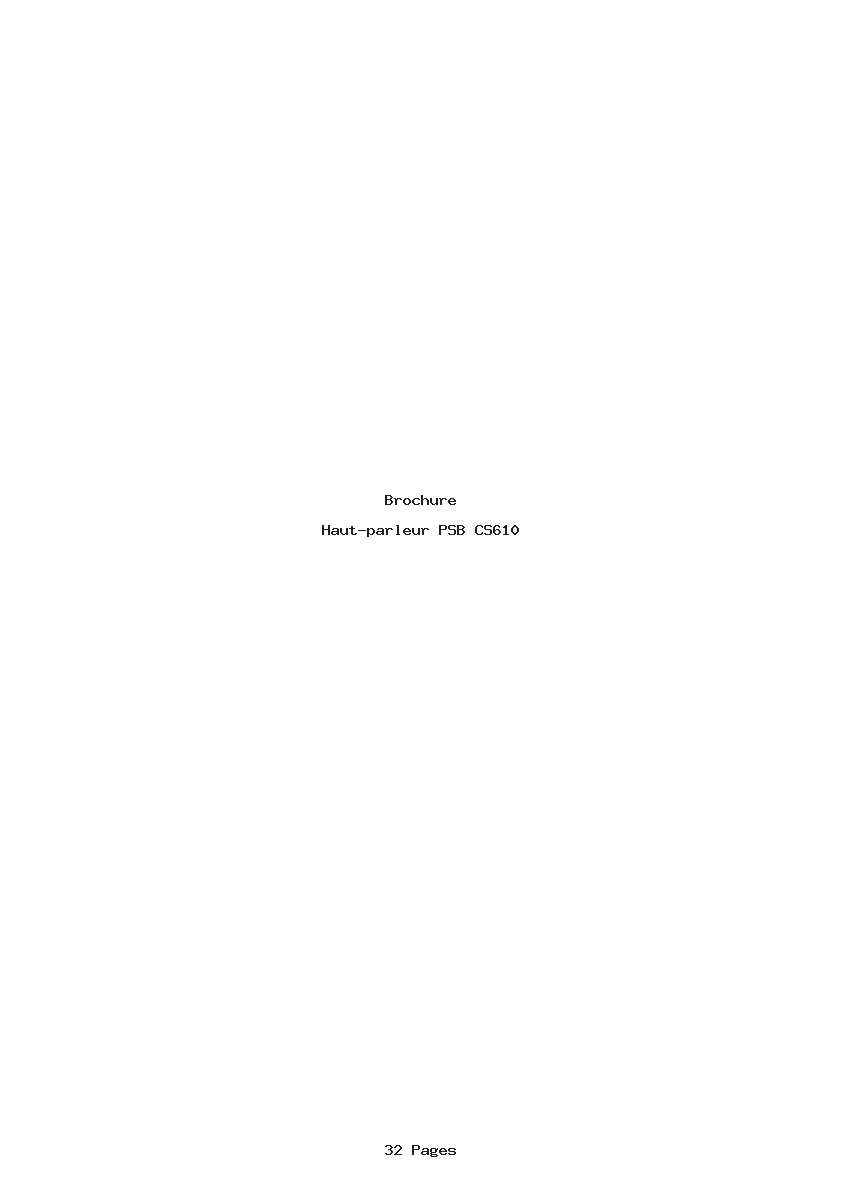 Page 1 de la notice Brochure PSB CS610