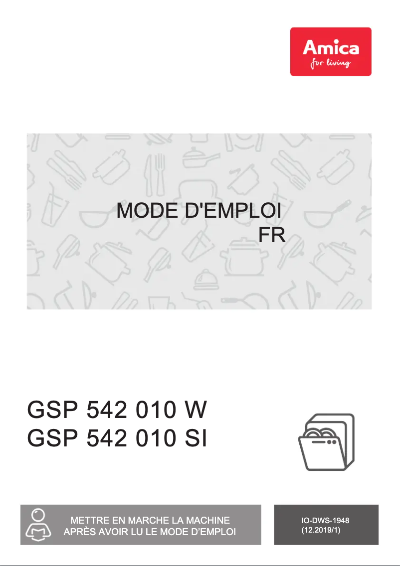 Page 1 de la notice Manuel utilisateur Amica GSP 542 010-1 Si