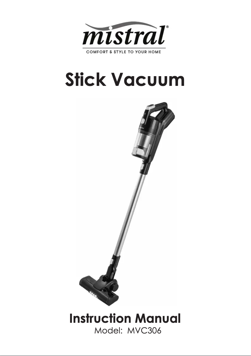 Page 1 de la notice Manuel utilisateur Mistral MVC306