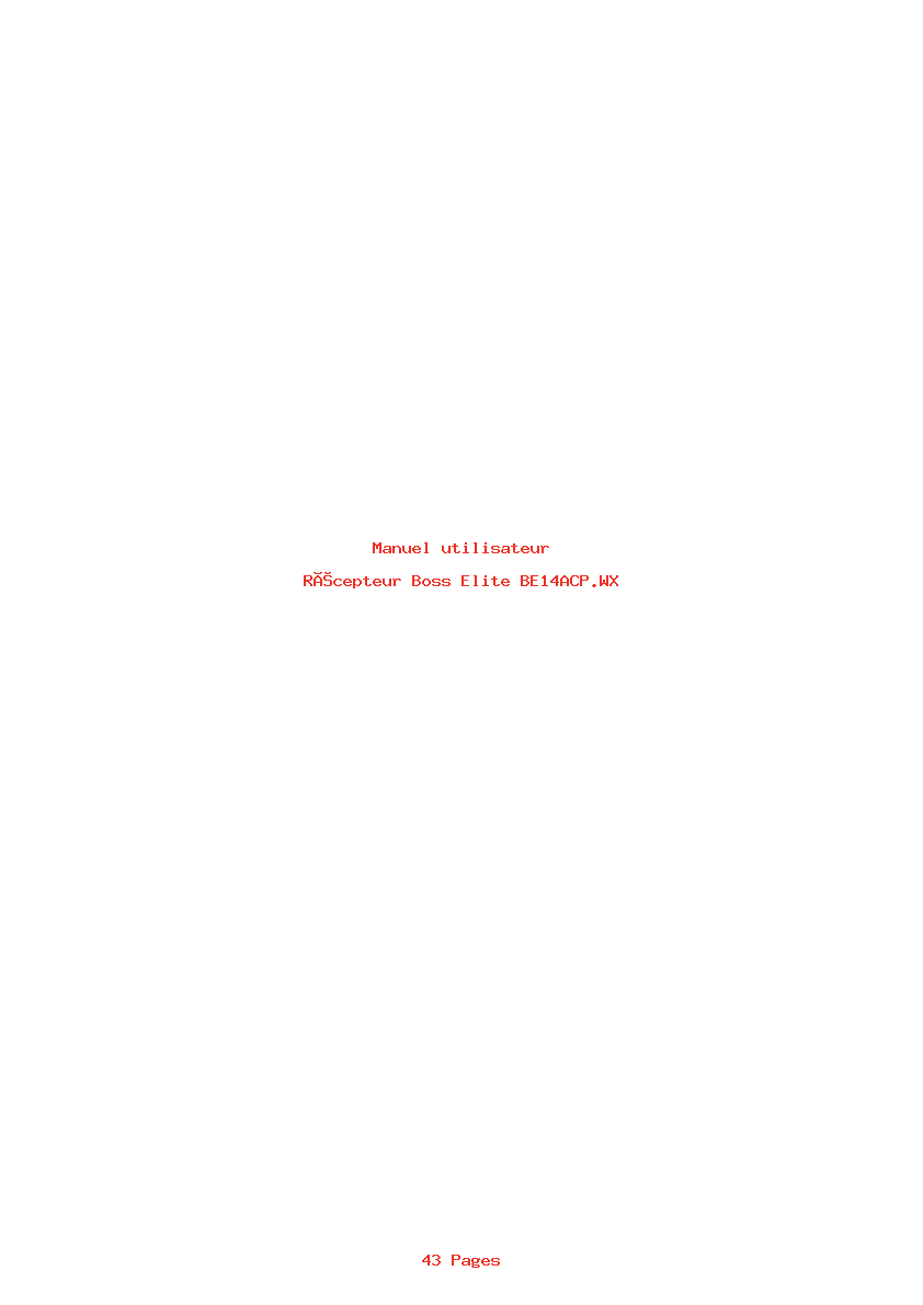Page 1 de la notice Manuel utilisateur Boss Elite BE14ACP.WX