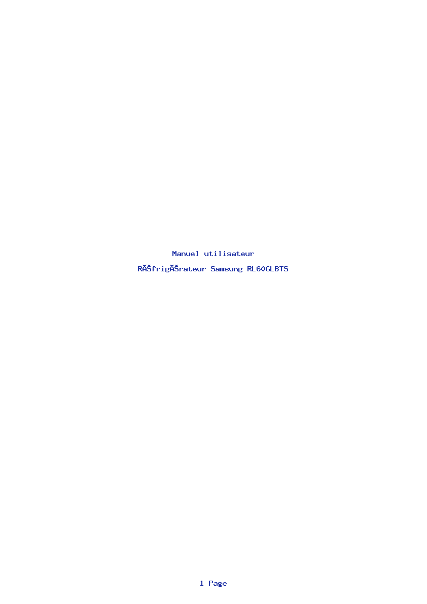 Page 1 de la notice Manuel utilisateur Samsung RL60GLBTS