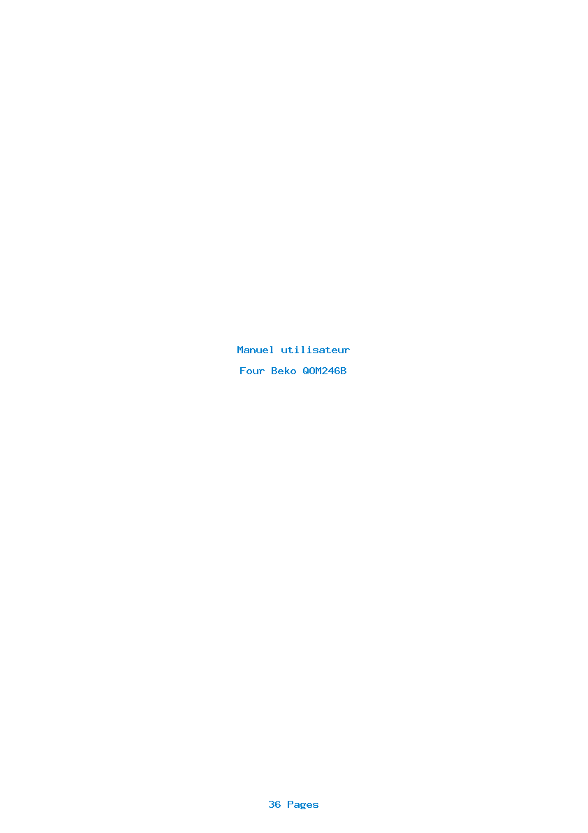 Page 1 de la notice Manuel utilisateur Beko QOM246B